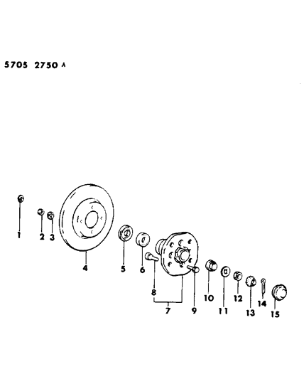 1985 Dodge Colt Brake Disc & Bearings, Front Diagram 1 - Thumbnail