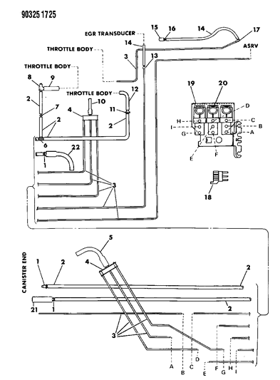 1991 Dodge D250 Harness, Emission Control Diagram for 53030653