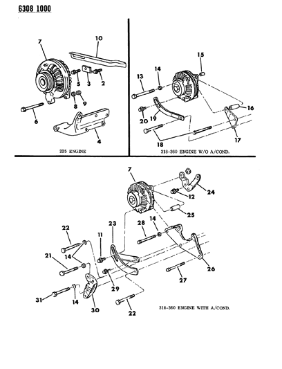 1987 Dodge Ram Wagon Alternator & Mounting Diagram 2 - Thumbnail