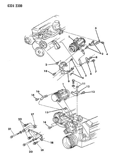 1987 Dodge D150 Mounting - A/C Compressor Diagram