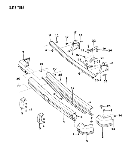 1989 Jeep Wagoneer Guard, Black, Rear Diagram for 52000469