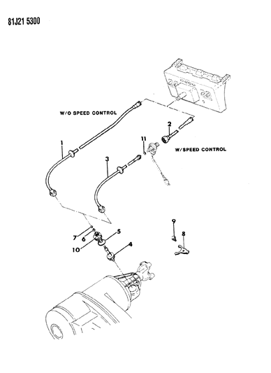 1985 Jeep J20 Cable, Speedometer, Without Cruise Control Diagram for J5752282