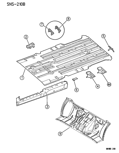 1996 Dodge Caravan Panel Package Bodyside Sill Diagram for 4882314