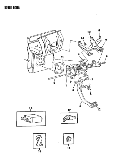 1990 Chrysler New Yorker Base Model Brake Pedal Diagram