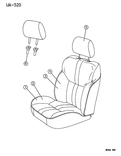 1995 Chrysler Cirrus Front Seat Diagram 1 - Thumbnail