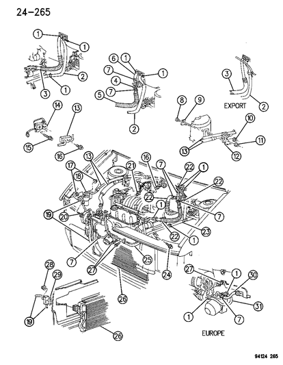 1994 Dodge Caravan Plumbing - A/C & Heater Diagram 3 - Thumbnail