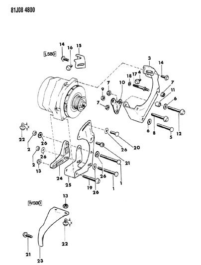 1986 Jeep Comanche Alternator & Mounting Diagram 4 - Thumbnail