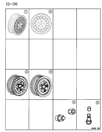 1994 Chrysler LeBaron GTC Wheels & Hardware Diagram