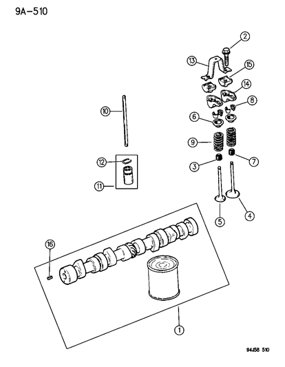 1995 Jeep Wrangler Camshaft & Valves Diagram 1 - Thumbnail