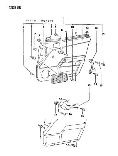 1992 Dodge Colt Door Trim Panel & Armrest Diagram 1 - Thumbnail