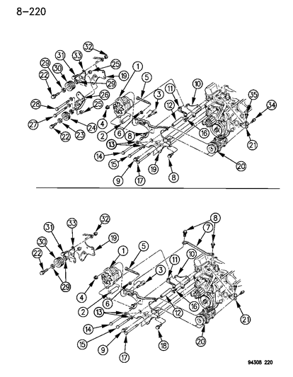 1994 Dodge Ram Wagon Alternator & Mounting Diagram 1 - Thumbnail