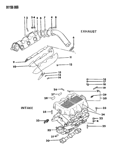 1991 Chrysler Town & Country Nipple, Intake Manifold (4) Dual Cam, U - Series Diagram for MD107333