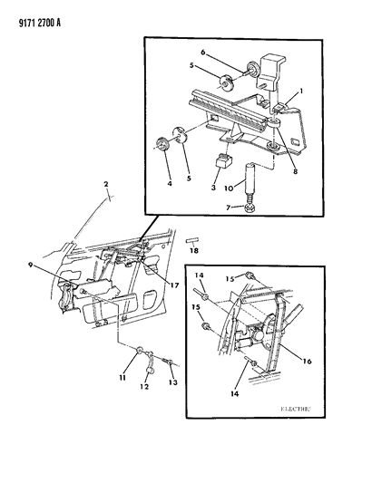 1989 Dodge Aries Door, Front Glass & Regulator Diagram 2 - Thumbnail