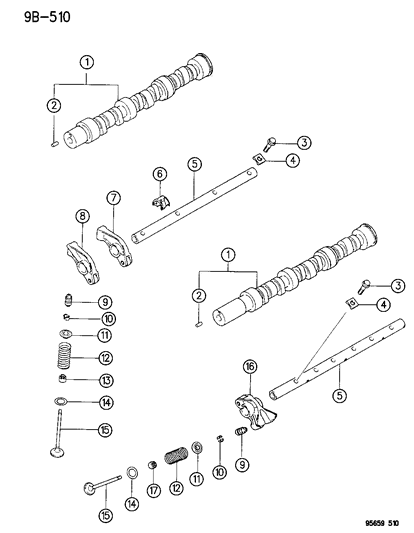 1995 Chrysler Sebring Camshaft & Valves Diagram 2 - Thumbnail