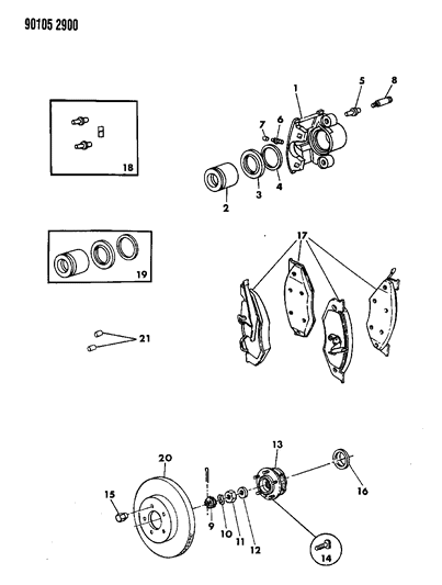 1990 Chrysler LeBaron GTC Brakes, Front Diagram 2 - Thumbnail