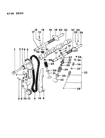 1984 Dodge Colt Camshaft & Valves Diagram 1 - Thumbnail