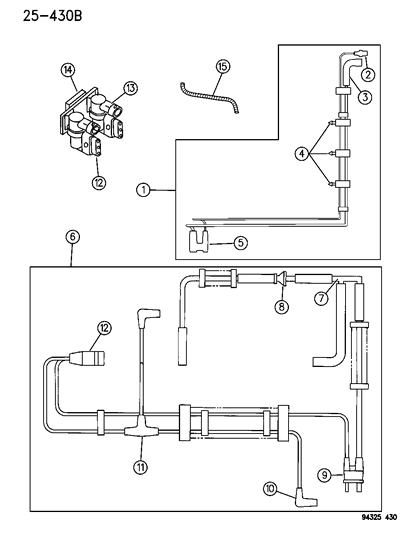 1995 Dodge Ram 1500 Vacuum Harness, Front Diagram for 53031123