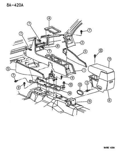 1994 Chrysler LeBaron Sedan Console Diagram