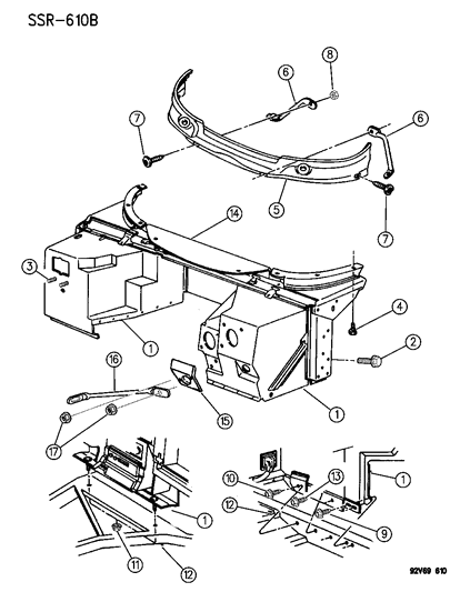 1993 Dodge Viper Dash Panel Bracket Diagram for 5245873