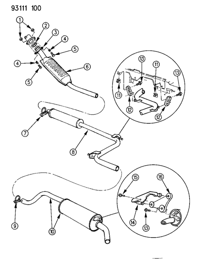 1993 Dodge Caravan Exhaust System Diagram 1 - Thumbnail