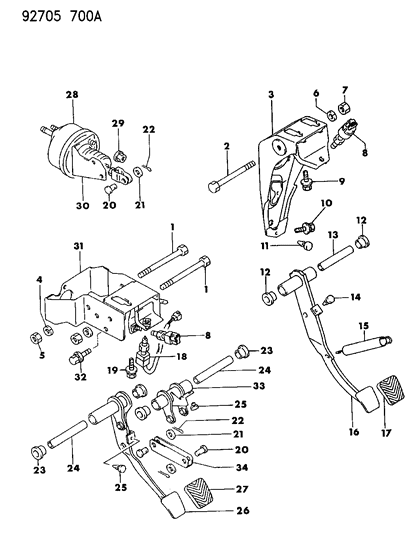 1994 Dodge Stealth Brake Pedal Diagram 1 - Thumbnail