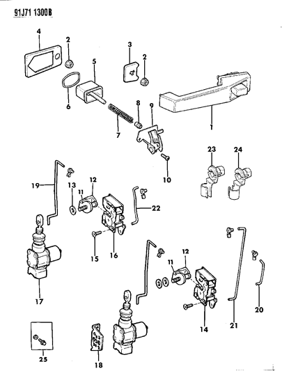 1991 Jeep Comanche Door, Handles & Actuators Diagram