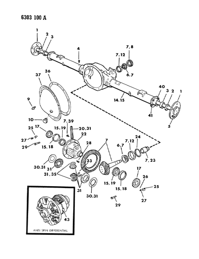 1987 Dodge D150 Axle, Rear, With Differential And Carrier Diagram 1 - Thumbnail
