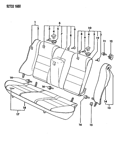 1992 Dodge Colt Rear Seat Diagram 3 - Thumbnail