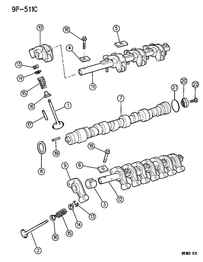 1995 Chrysler Cirrus Camshaft & Valves Diagram 1 - Thumbnail