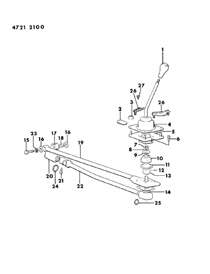 1984 Dodge Colt Controls, Gearshift of Manual Transmission Diagram