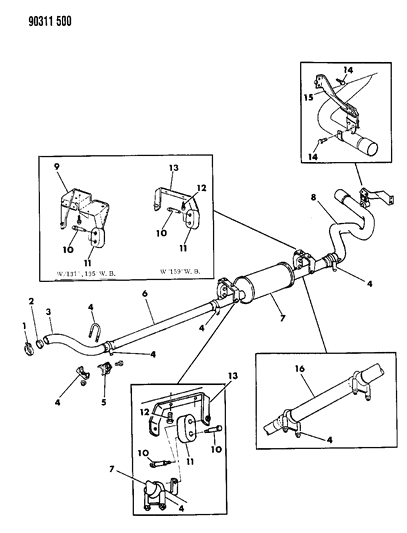 1991 Dodge W250 Exhaust Pipe, Front Diagram for 52005760