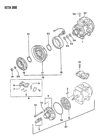 1994 Dodge Colt Compressor, Air Conditioner Diagram 2 - Thumbnail