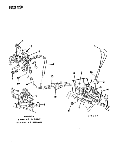 1990 Chrysler LeBaron Cable, Gearshift Crossover , (48.52" Long) Diagram for 4504338