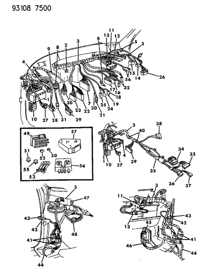 1993 Chrysler LeBaron Sedan Wiring - Instrument Panel Diagram