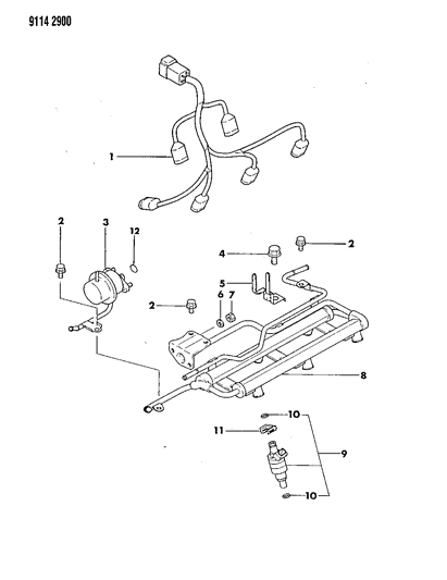 1989 Dodge Grand Caravan Clip Fuel Injection Diagram for MD089608