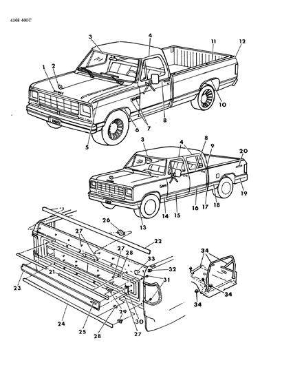 1985 Dodge W250 Nameplate Diagram for 4260260