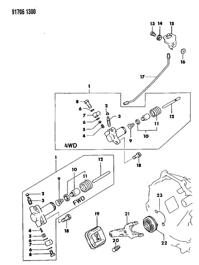 1991 Dodge Colt Controls, Clutch Diagram 2 - Thumbnail
