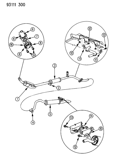 1993 Chrysler Imperial Pipe, Tail W/Muffler Diagram for E0022585