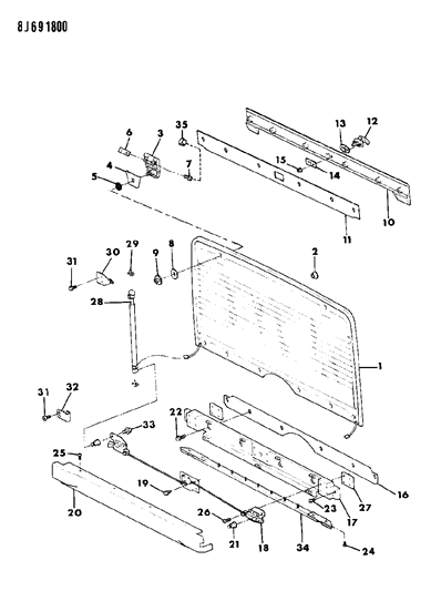 1987 Jeep Wrangler Handle Diagram for 55009857