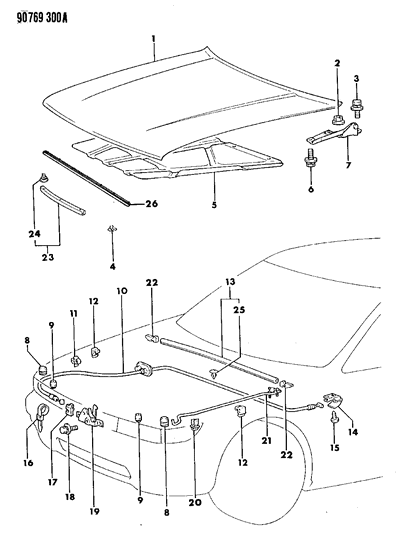 1990 Dodge Colt Bar, Stabilizer (14) Q Engine L, M Series Diagram for MB142761