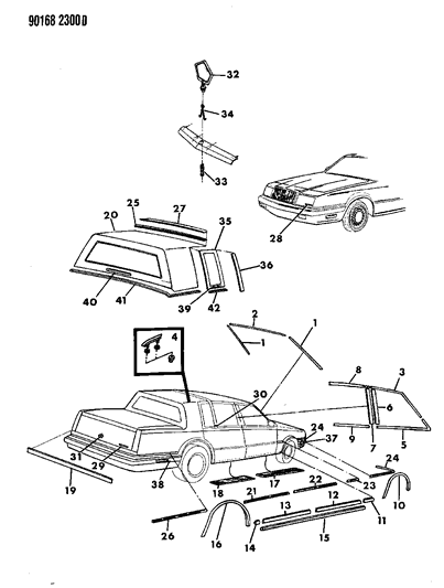 1990 Chrysler Imperial Side Molding Diagram for 4491991