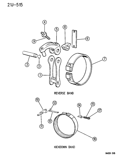 1996 Dodge Ram 3500 Bands , Reverse & Kickdown With Linkage Diagram 1 - Thumbnail