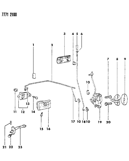 1987 Dodge Ram 50 Door, Front Handles, Locks And Controls Diagram