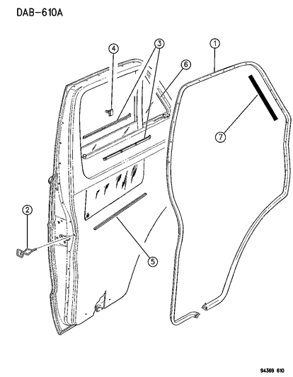 1994 Dodge Ram Van Weatherstrip, Front Passenger Side Diagram for 55026356