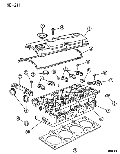1995 Chrysler Cirrus Cylinder Head Diagram 2 - Thumbnail