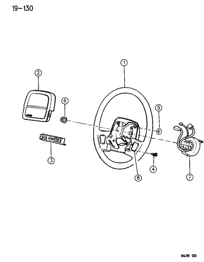 1995 Jeep Grand Cherokee Driver Inflator Module Diagram for 5DV01MX8