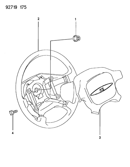 1994 Dodge Colt Inflator Module, Black Diagram for MR131563