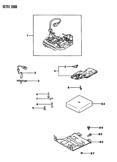 1994 Dodge Colt Valve Body & Components Diagram 1 - Thumbnail
