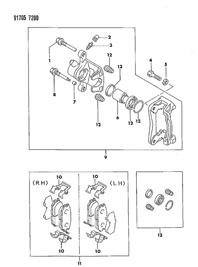 1991 Dodge Stealth Brake, Rear Diagram 2 - Thumbnail