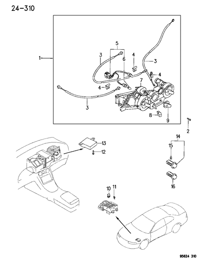1996 Chrysler Sebring Coupe Heater & A/C Controls Diagram